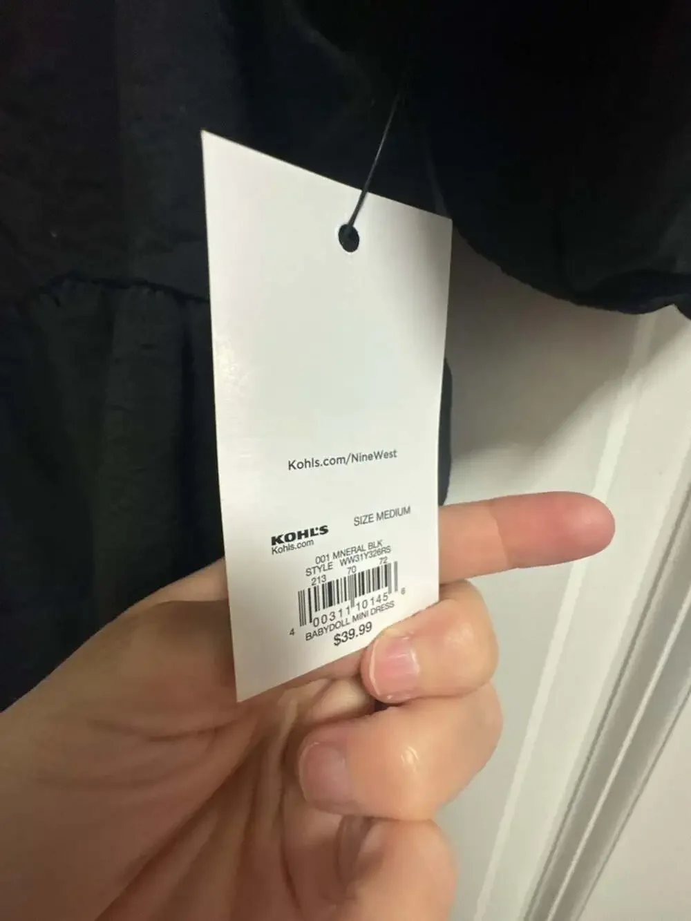 Nine West Babydoll Mini Dress in Black with Puff Sleeves